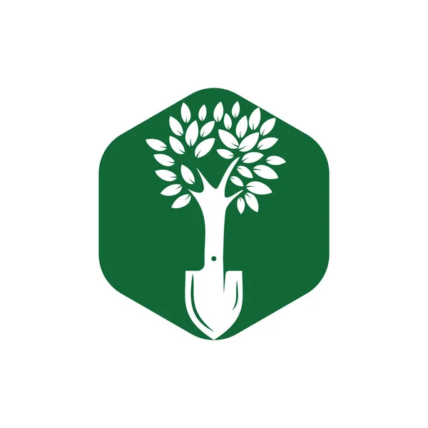 Projekt Logo Wektora Drzewa Łopaty Zielony Ogród Środowisko Projekt Szablon — Wektor stockowy