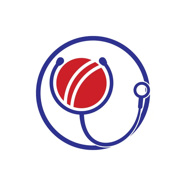 Cricket Stethoscope Vector Logo Design Sports Health Care Logo Concept — Stockvektor