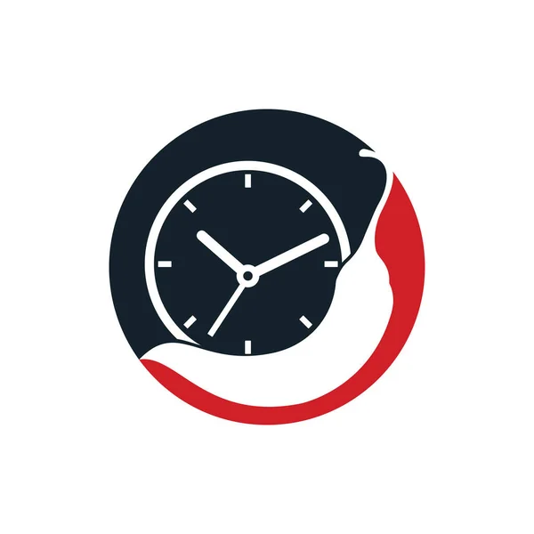 Spicy Time Vector Logo Design Template Chili Clock Icon Vector — Stock vektor