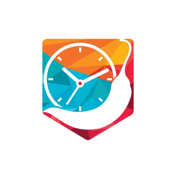 Pikante Zeit Vektor Logo Design Vorlage Chili Mit Uhr Icon — Stockvektor