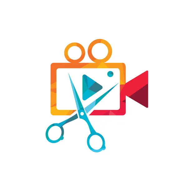 Movie Film Editor Vector Logo Design Video Editing Logo Concept — Vector de stock