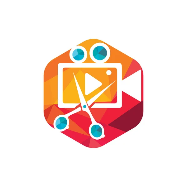 Movie Film Editor Vector Logo Design Video Editing Logo Concept — Vector de stock