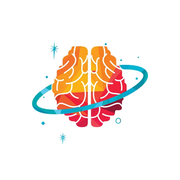 Brain Planet Vector Logo Design Intellectual Smart Logo Concept — Stok Vektör
