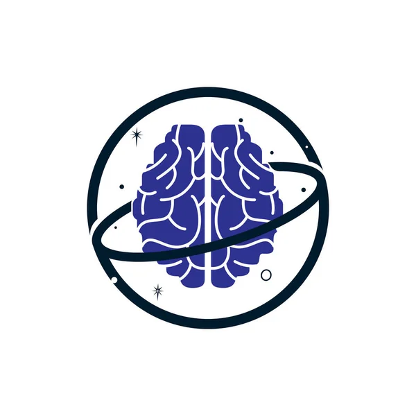 Дизайн Векторного Логотипа Планеты Мозга Интеллектуальный Умный Логотип — стоковый вектор