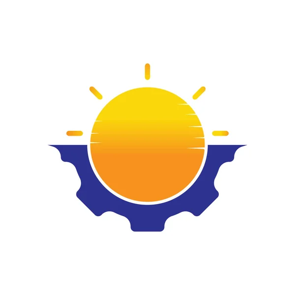 Sun Gear Vector Logo Design Solar Panel Technology Logo Concept ストックイラスト