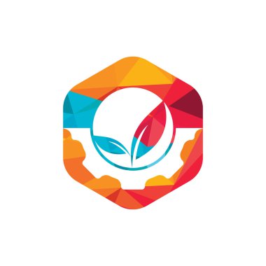 Vites yaprağı vektör logosu tasarımı. Ekoloji teması için soyut konsept, yeşil eko enerji, teknoloji ve sanayi.