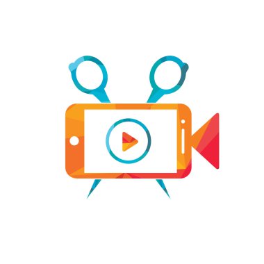 Film yönetmeni vektör logosu tasarımı. Video düzenleme logosu kavramı.