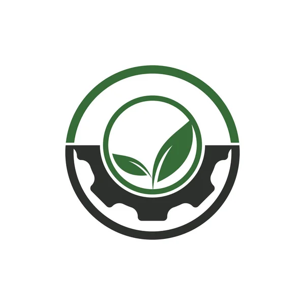Projeto Logotipo Vetor Folha Engrenagem Conceito Abstrato Para Tema Ecologia —  Vetores de Stock