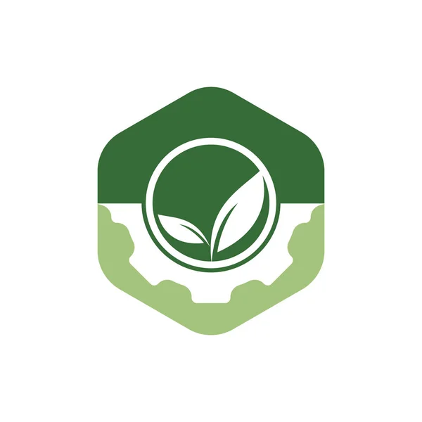 Versnellingsbak Vector Logo Ontwerp Abstract Concept Voor Ecologie Thema Groene — Stockvector