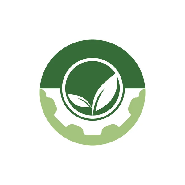 Conception Logo Vecteur Feuille Engrenage Concept Abstrait Pour Thème Écologie — Image vectorielle