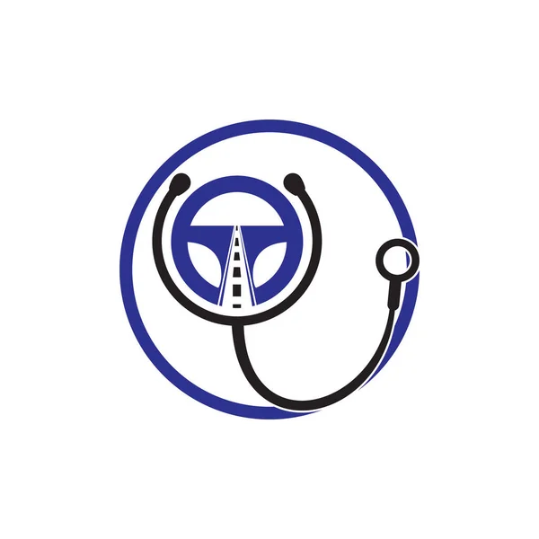 Driver Medical Vector Logo Design Template Steering Stethoscope Vector Icon — Wektor stockowy