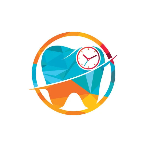 Dental Time Vector Logo Design Template Human Tooth Clock Icon — Stockvektor