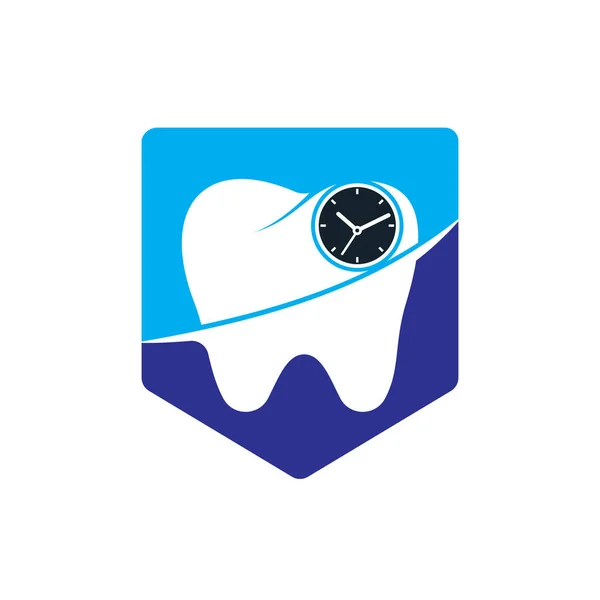 Dental Time Vector Logo Design Template Human Tooth Clock Icon — Archivo Imágenes Vectoriales