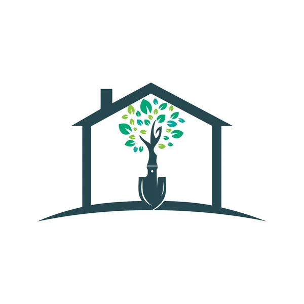 Pala Albero Vettoriale Logo Design Verde Giardino Ambiente Logo Modello — Vettoriale Stock