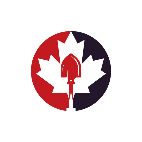 Canada Labor Vector Logo Design Template Shovel Maple Leaf Icon — Image vectorielle