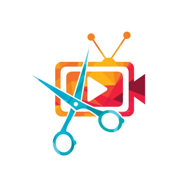Filmschnitt Vektor Logo Design Videobearbeitung Logo Konzept — Stockvektor