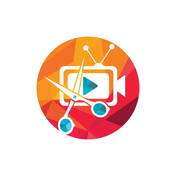 Movie Film Editor Vector Logo Design Video Editing Logo Concept — Archivo Imágenes Vectoriales