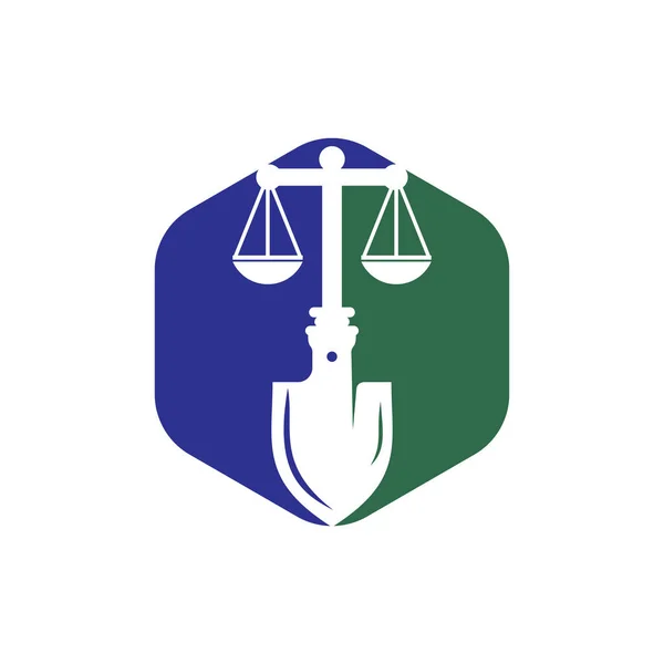 Shovel Scale Vector Logo Design Labor Law Vector Logo Design — Διανυσματικό Αρχείο