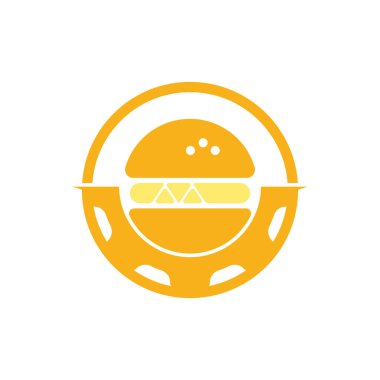 Hamburger ve dişli ikon vektör logosu. Fast food restoranının logosu.