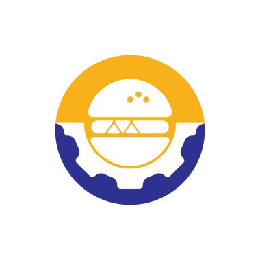 Hamburger ve dişli ikon vektör logosu. Fast food restoranının logosu.