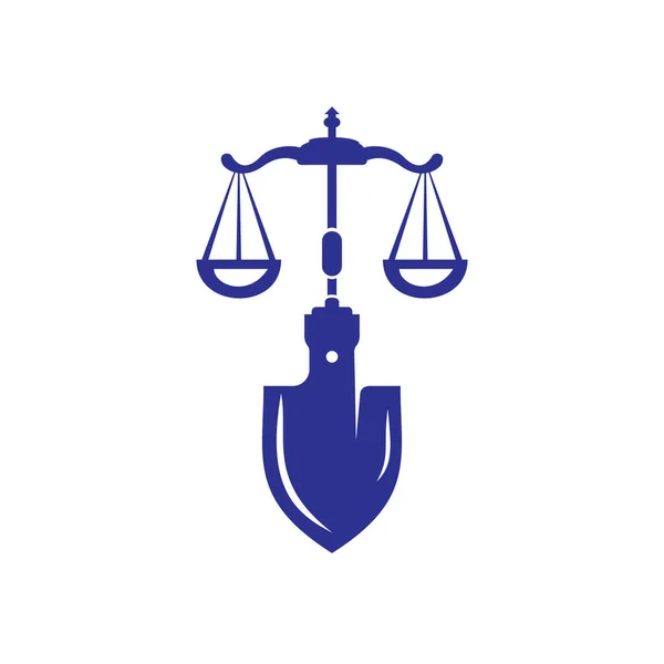 Shovel Scale Vector Logo Design Labor Law Vector Logo Design — Διανυσματικό Αρχείο