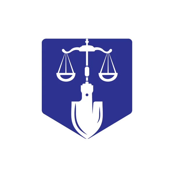 Shovel Scale Vector Logo Design Labor Law Vector Logo Design — Vetor de Stock