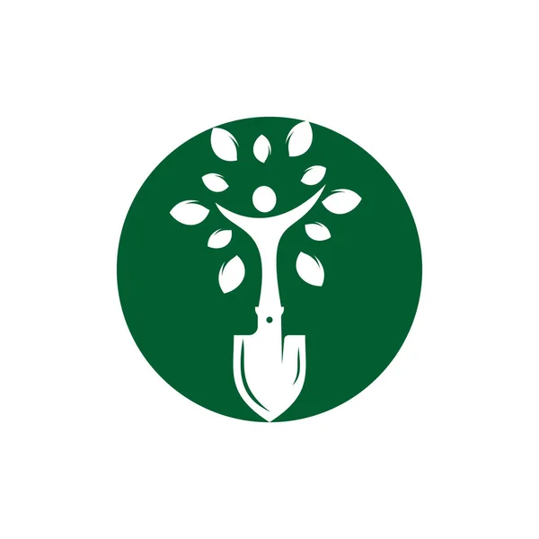 Com Projeto Logotipo Vetor Árvore Humana Verde Jardim Ambiente Logotipo — Vetor de Stock