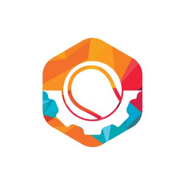 Tenis Gear vektör logosu tasarım şablonu. Benzersiz tenis ve endüstriyel logot tasarım şablonu.