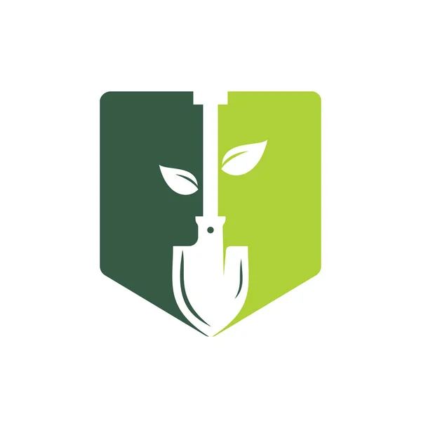Shovel Tree Vector Logo Design Green Garden Environment Logo Design — Διανυσματικό Αρχείο