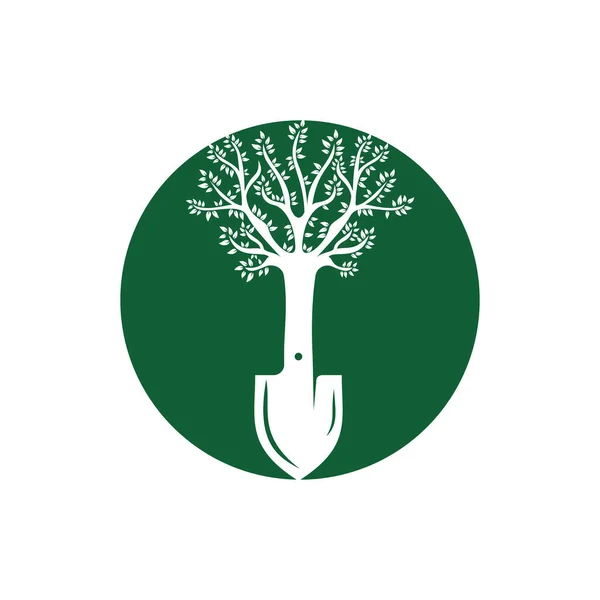 Schaufelbaum Vektorlogo Design Grüne Garten Umwelt Logo Design Vorlage — Stockvektor