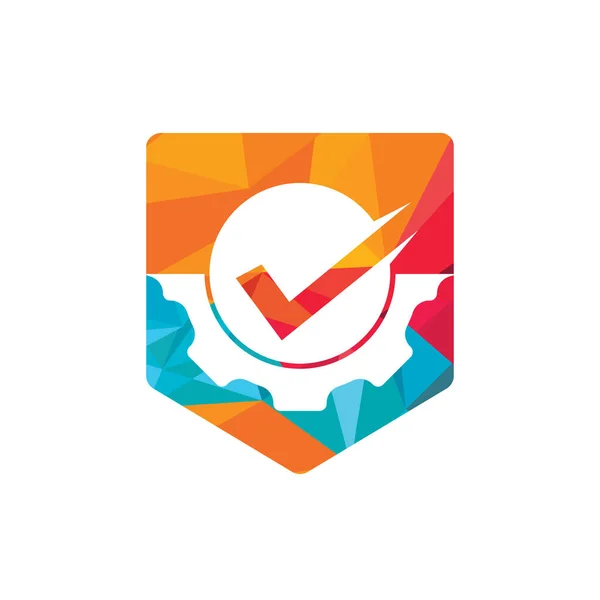 Gear Tech Vektor Logo Design Service Check Logo Konzept — Stockvektor