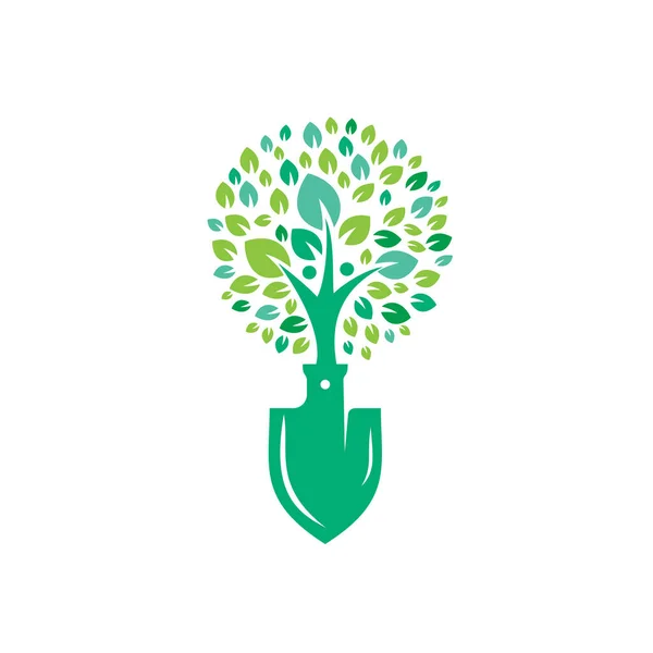 Com Projeto Logotipo Vetor Árvore Humana Verde Jardim Ambiente Logotipo — Vetor de Stock