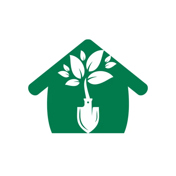 Shovel Tree Vector Logo Design Green Garden Environment Logo Design — Archivo Imágenes Vectoriales