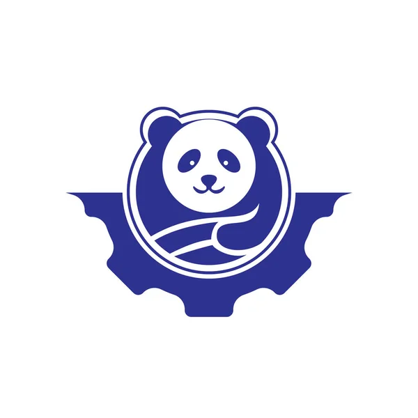 Conception Logo Vecteur Engrenages Panda Concept Créatif Idées Animaux Zoo — Image vectorielle