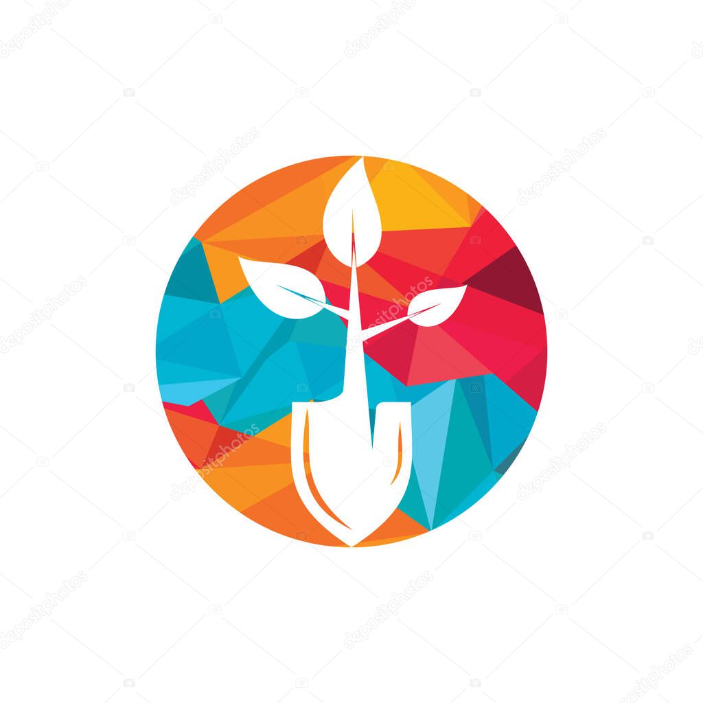 Shovel tree vector logo design. Green garden environment logo design template.