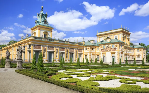 The Palace in Wilanow district in Warsaw, Poland. Wilanów Palace was built for king John III Sobieski in the last quarter of the 17th century and later was enlarged by other owners Rechtenvrije Stockafbeeldingen