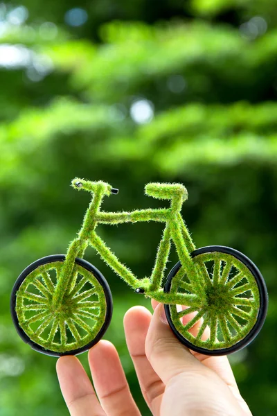 Hand Holding Eco bicycle icon — Stock Photo, Image