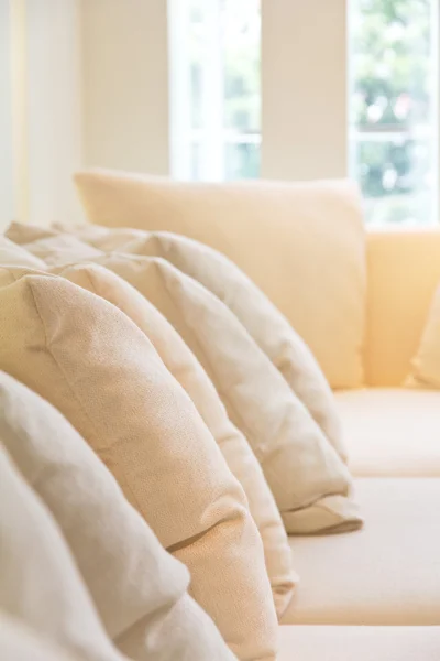 Soft cushion in sofa — Stock Photo, Image