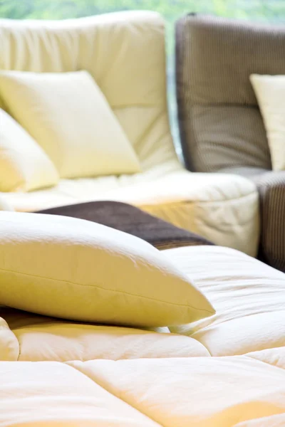 Soft cushion in sofa — Stock Photo, Image