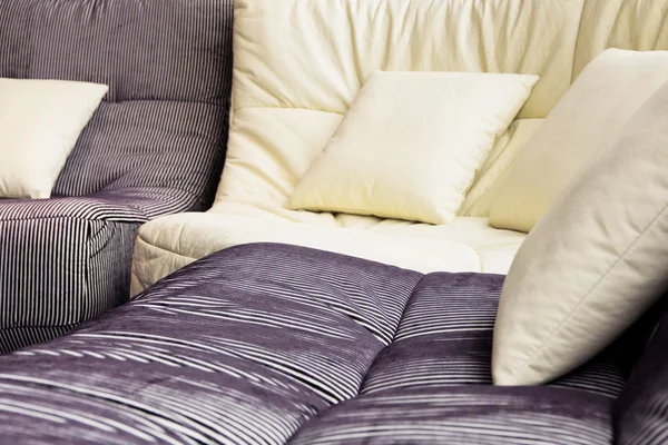 Soft cushion in sofa — Stock Photo, Image