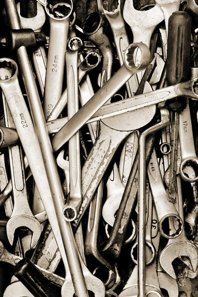 Assorted old hand tools background — Stock Photo, Image