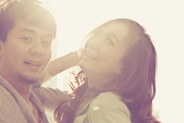 Dating young couple in love facing — Stock Photo, Image