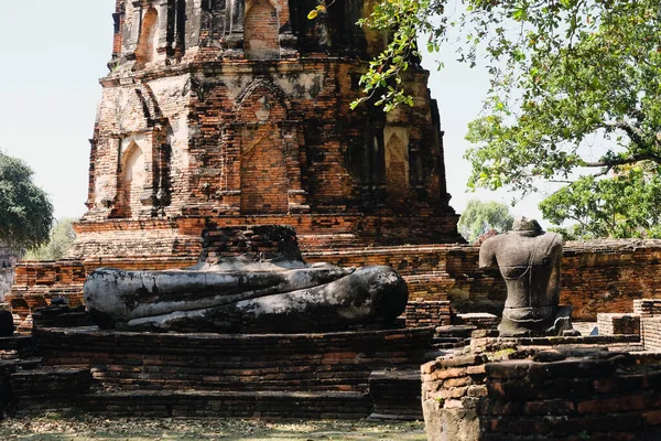 Древние Руины Ват Mahathat Аюттхая Исторический Парк Аюттхая Таиланд Объявленный — стоковое фото