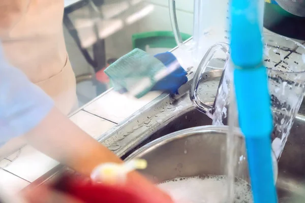 House Work Close Image Washing Dishes — Stock Photo, Image