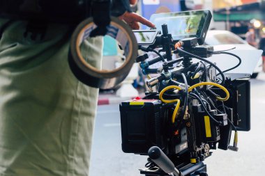 Sinema Film seti, arkasında sahneleri arka kamera film ekibi üretim