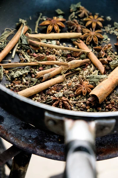 Spices Pan Spice Seed Fruit Root Bark Other Plant Substance — Stock Photo, Image