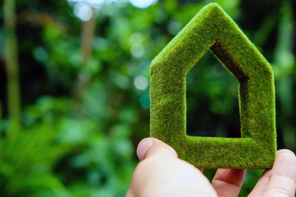 Hand Holding Eco House Icon Nature — Stock Photo, Image