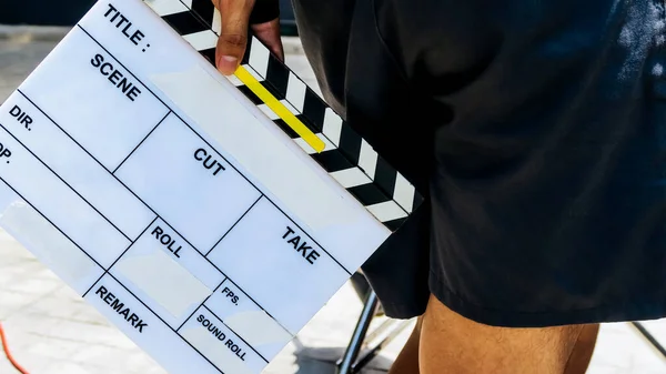 film slate and film crew production set