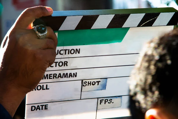 电影石板和电影乘员组生产组 — 图库照片