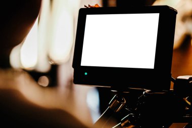 Film seti, monitörler çekim ekipmanları. Film ekibi.